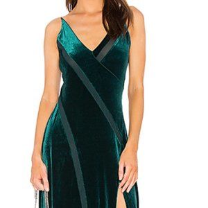 EMERALD GREEN VELVET FREE PEOPLE MAXI GOWN W/SLIT
